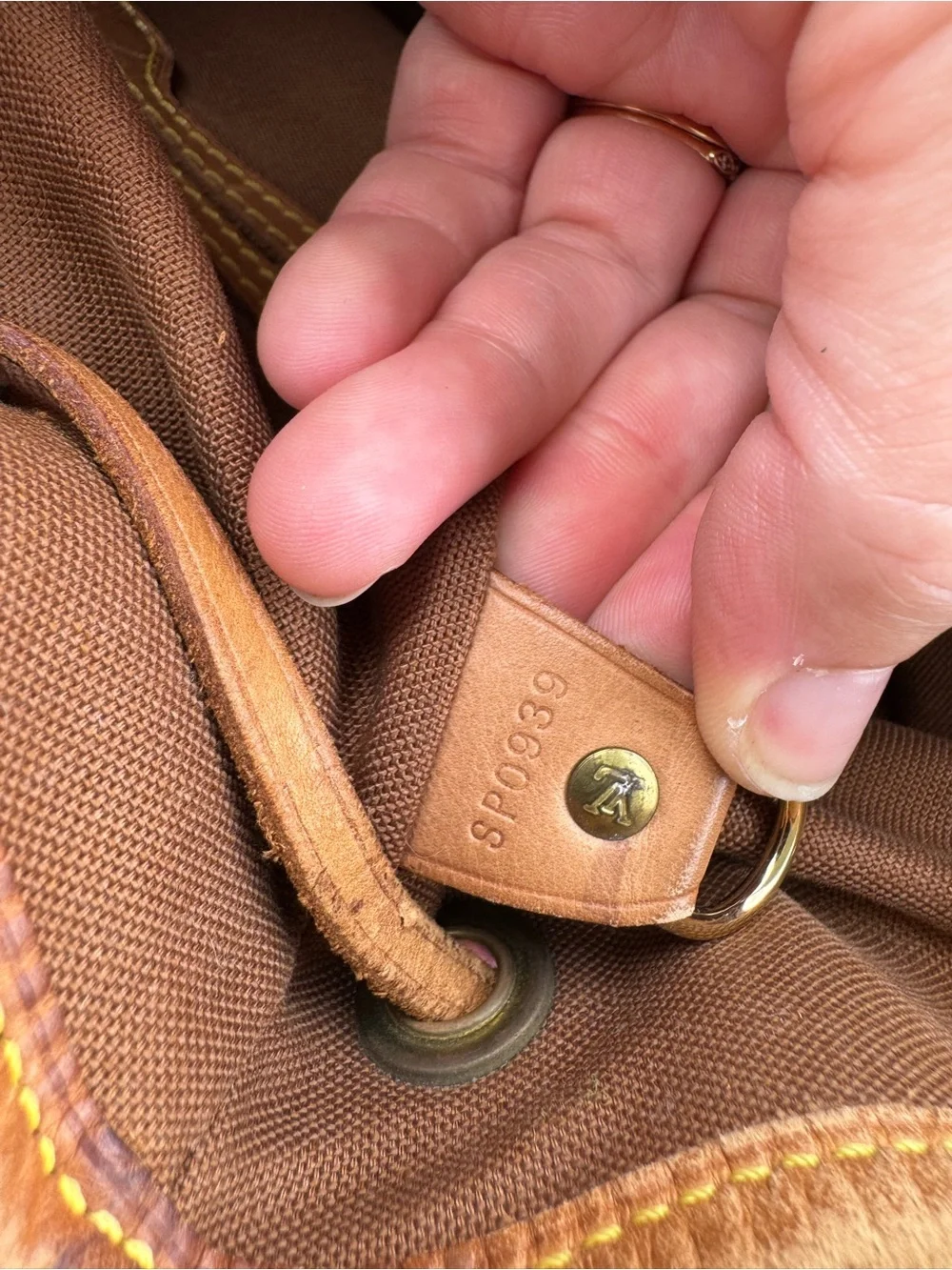 Louis Vuitton Brown Monogram Canvas Drawstring Backpack with Tan Leather Trim